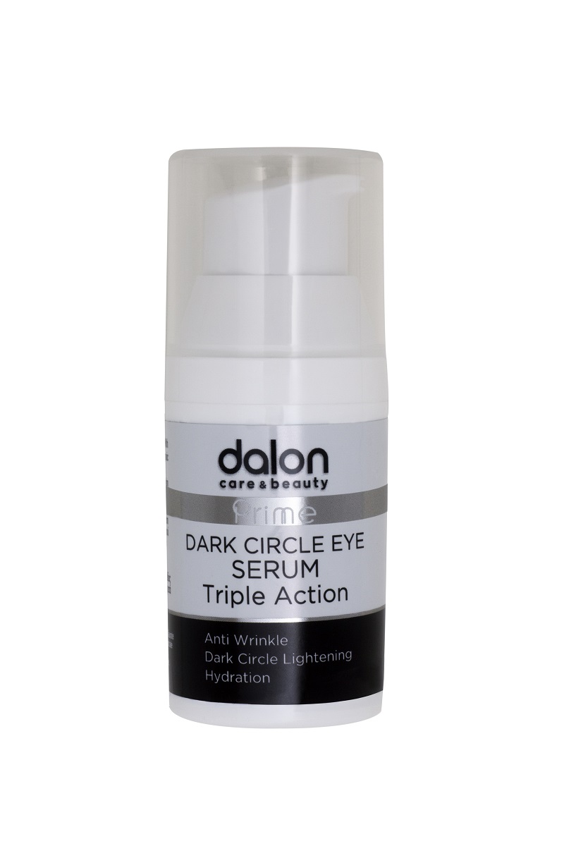Dalon Prime Dark Circle Eye Serum Triple Action. Σέρουμ ματιών που απαλύνει τις ρυτίδες και τους μαύρους κύκλους, ενώ ταυτόχρονα ενυδατώνει την επιδερμίδα.