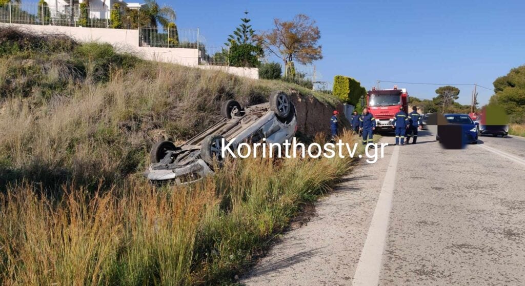 Εκτροπή και ανατροπή Ι.Χ στην Π.Ε.Ο Ισθμού – Επιδαύρου