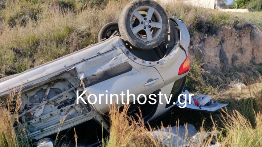 Εκτροπή και ανατροπή Ι.Χ στην Π.Ε.Ο Ισθμού – Επιδαύρου, στο ύψος των Κεγχρεών